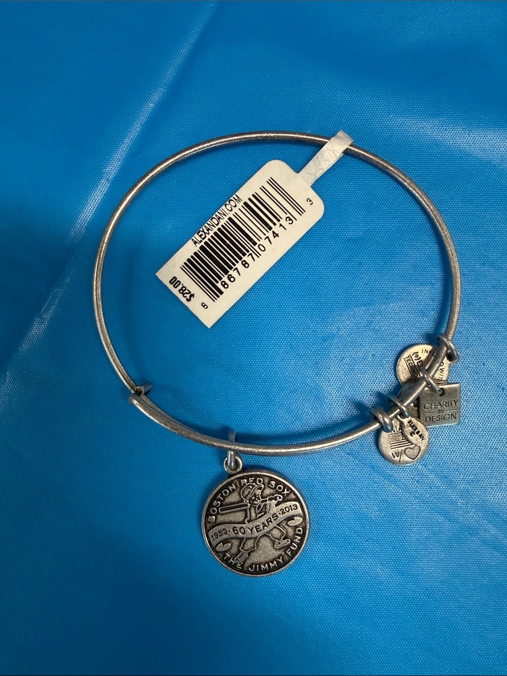 Alex & Ani Silver Boston Red Sox Charm Bangle Bracelet